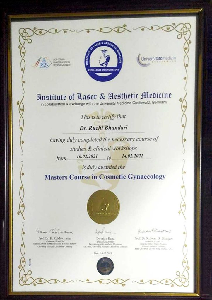 certificate of the best gynecologist in jaipur